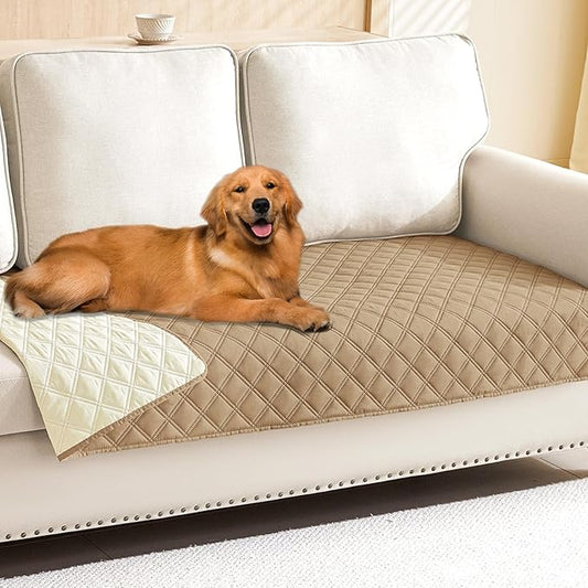 Smiry Waterproof Dog Blanket, Reversible Dog Bed Cover Pet Blanket, Soft Pet Couch Covers for Sofa Washable, Bed Couch Sofa Furniture Protector for Puppy Cat Kids (30"x90", Camel/Beige)