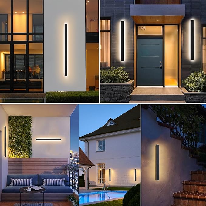 Porch Lights Outdoor Set of 2,59 Inch Outdoor Wall Lights,Waterproof Ip65 Linear Wall Lights,45W Wall Mount Exterior Light Fixture for House, Porch, Garage