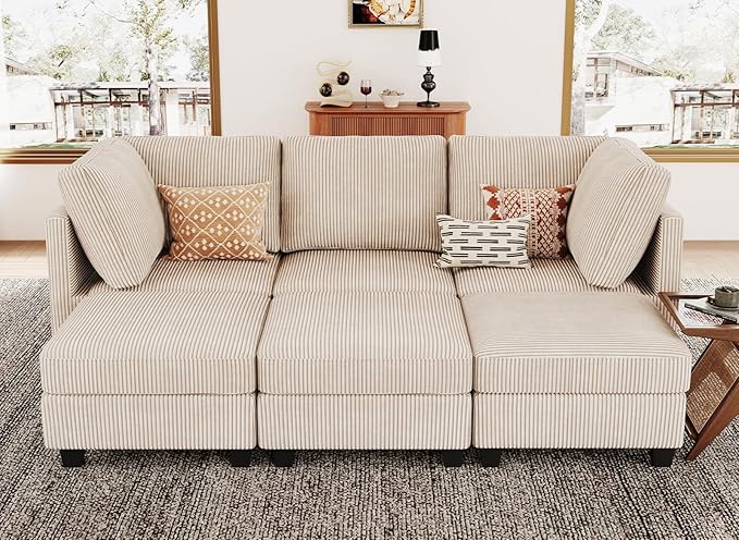 Belffin Modular Sectional Sofa Sectional Sleeper Sofa with Storages Sofa Bed Sectional Couches for Living Room (Beige)