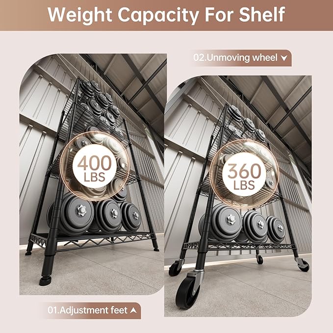 SINGAYE 4 Shelves Storage Shelf Wire Closet Bathroom Organizers Metal Pantry Kitchen Garage Shelving Unit Laundry Room Organization Home Rack Net Basket Black with Wheels