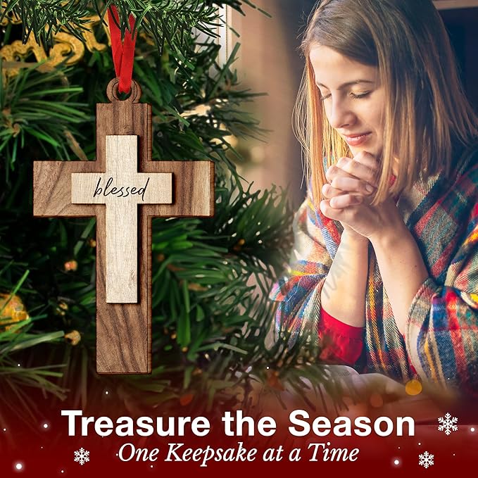 Religious Christmas Ornaments - Cross Ornaments for Christmas Tree Decoration, Christian Ornament for Home Decor, Unique Religious Gifts for Christian Women, Ideal Gifts for Christian Women