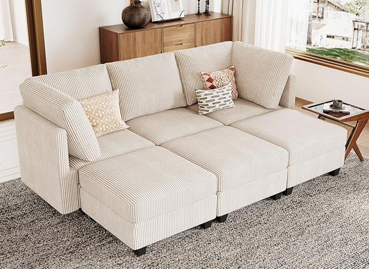 Belffin Modular Sectional Sofa Sectional Sleeper Sofa with Storages Sofa Bed Sectional Couches for Living Room (Beige)