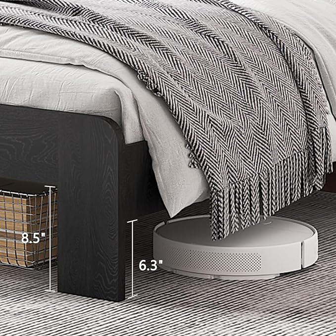 Full Size Bed Frame, Rustic Vintage Platform Bed Frame with Wood Headboard and Footboard, 12 Wood Slats Support, No Box Spring Needed (Black, Full)