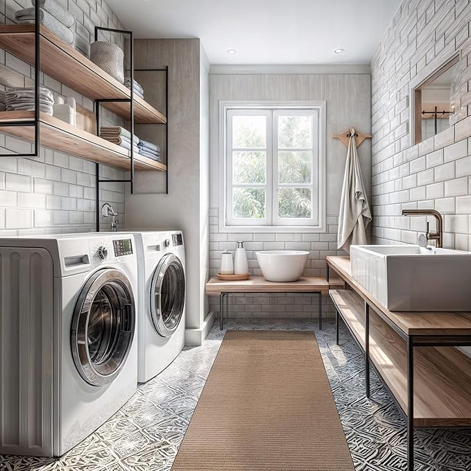 Non Slip Beige Solid Rubber Back Thing Runner Rugs for Living Room 2x10 for Kitchen, Rug for Bedroom and Hallway, Stain Resistant Easy Cleaning Non Shedding Carpet Beige 2 x 10