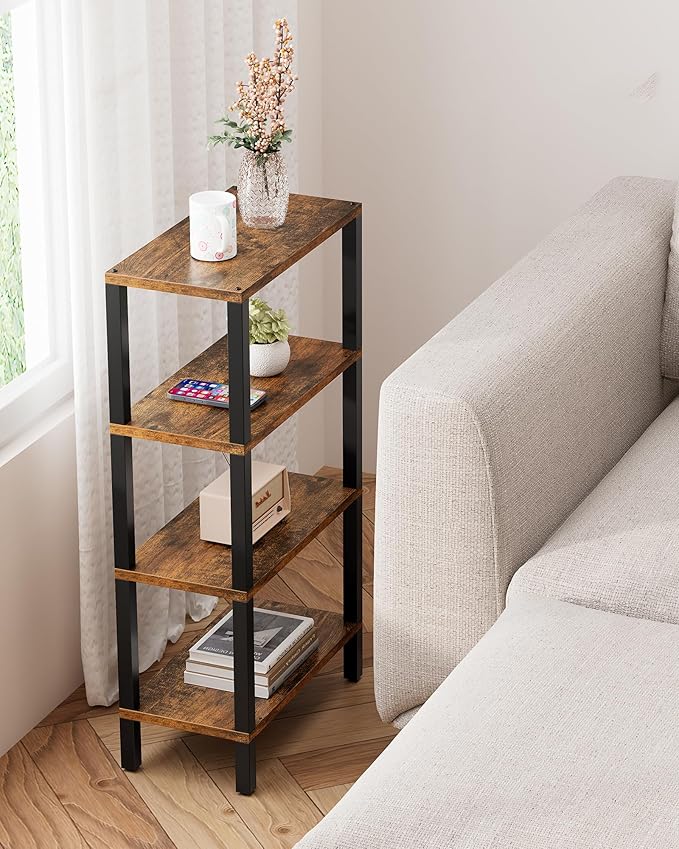 TUTOTAK Small Side Table, Narrow End Table, Skinny Sofa Table, Slim Nightstand, Couch Table, Living Room, Bed Room, Brown TB01BB0782