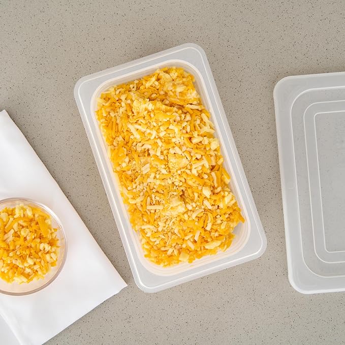 Restaurantware Food Pans Pack of 10 Plastic Rectangle Food Containers 1/4 Size with Traceability Label, Storage Containers Dishwashable Hot Cold Friendly for Restaurants Buffet Commercial Use