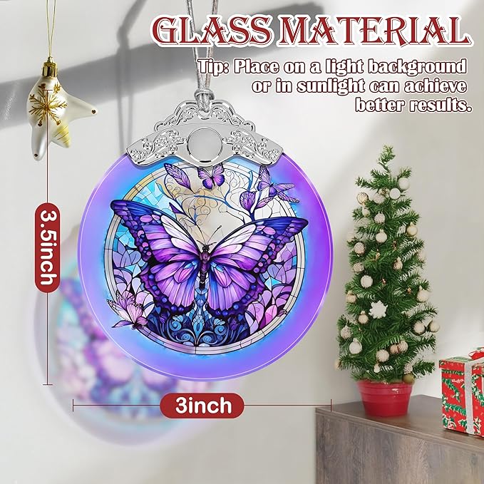 Butterfly Stained Glass Christmas Ornament - Tree Decoration Idea
