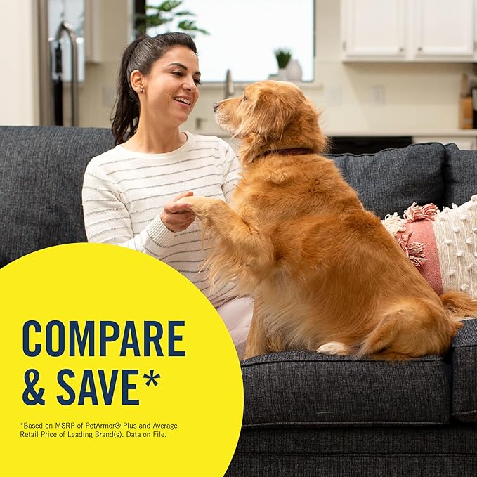 PetArmor Plus Flea and Tick Prevention for Dogs, Large Dog Flea and Tick Treatment, 12 Doses, Waterproof Topical, Fast Acting (45-88 lbs)