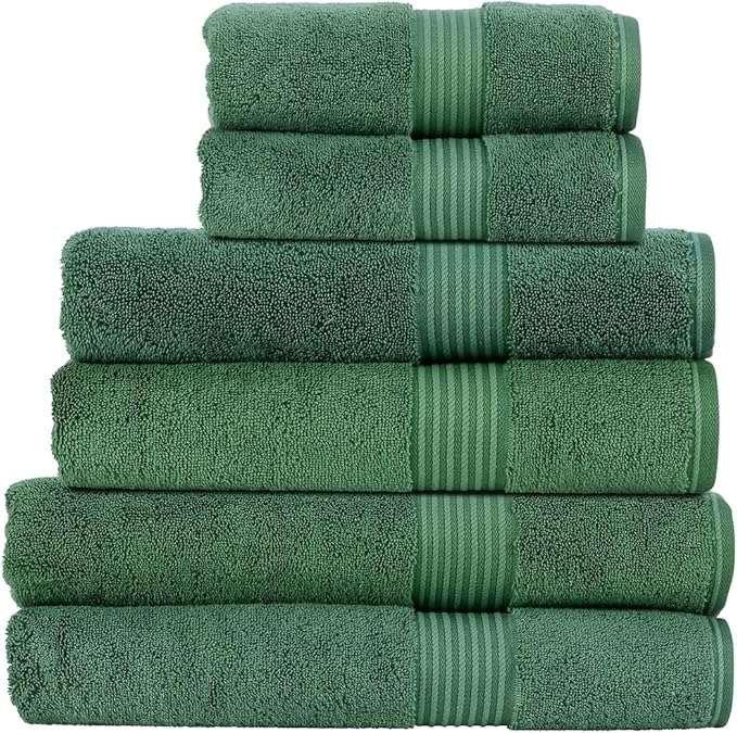 Christy Supreme Hygro Family Towel Set | Spruce Green | 100% Luxury Supima Cotton | Ultra Soft | Super Absorbent | 650GSM | 2 Bath Sheets 2 Bath Towels 2 Hand Towels