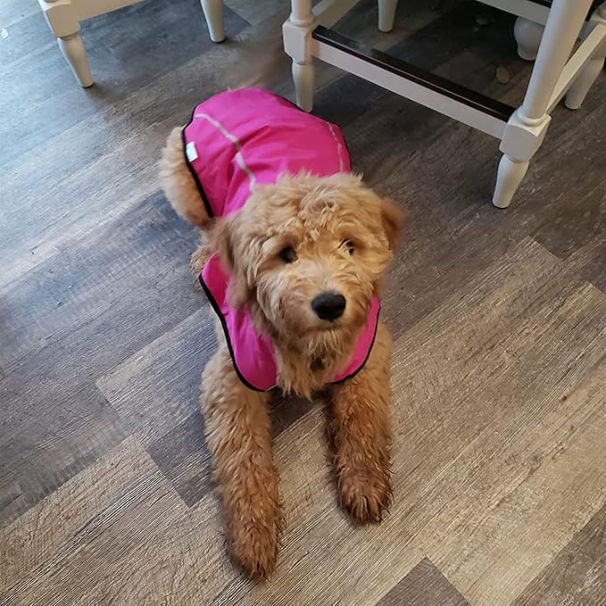 Mile High Life Dog Raincoat, Adjustable Waterproof Reflective Rain Jacket for Small Medium Large Dogs, Lightweight Breathable Pet Rain Coat with Leash Hole(Hot Pink,XS Chest 17-23")