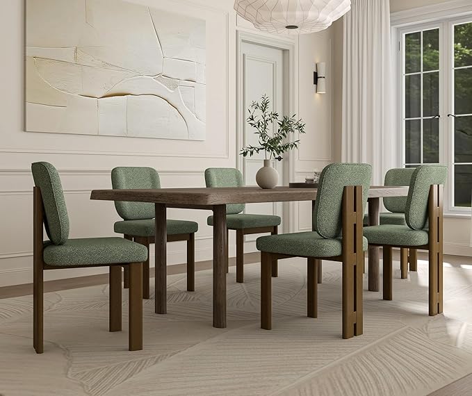 Modern Farmhouse Dining Chairs Set of 6, Green