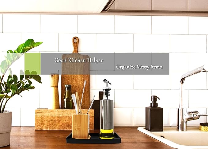 Small Black Mini Tray (8 inch x 4 inch) for Kitchen Counter, Bathroom for Vanity Items, Coffee Accessory, Bar, Serving Seasoning, Salt and Pepper, Soap, Perfume or Display Use.