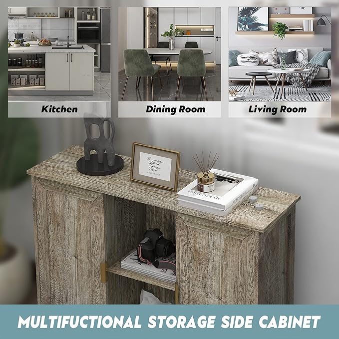 TaoHFE Farmhouse Buffet Cabinet,Entry Table Sideboard with Storage Cabinet,Farmhouse Credenza,Thin Cabinet for Hallway