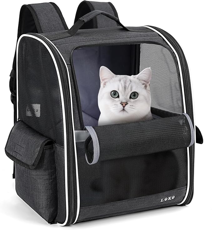 Lekereise Cat Backpack Carrier, Pet Carrier Backpack Airline Approved for Small Dogs Medium Cats Fit Up to 18 Lbs, Dogs Foldable Backpack Carrier for Travel, Hiking, Black