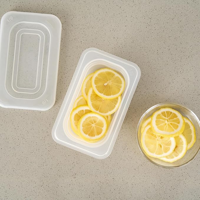 Restaurantware Food Pans Pack of 10 Plastic Rectangle Food Containers 1/9 Size with Traceability Label, Storage Containers Dishwashable Hot Cold Friendly for Restaurants Buffet Commercial Use