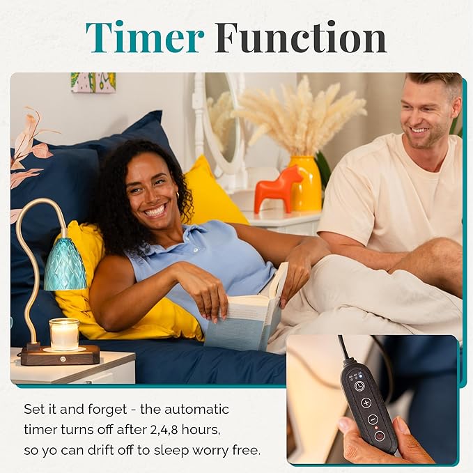 CRYSTALAX Candle Warmer Lamp with Kyanite Crystals – Luxury Flameless Candle Melting Lamp for Home Décor, Aromatherapy & Relaxation – Timer, Touch Sensor & 2 Bulbs with Luxury Gifting Packaging