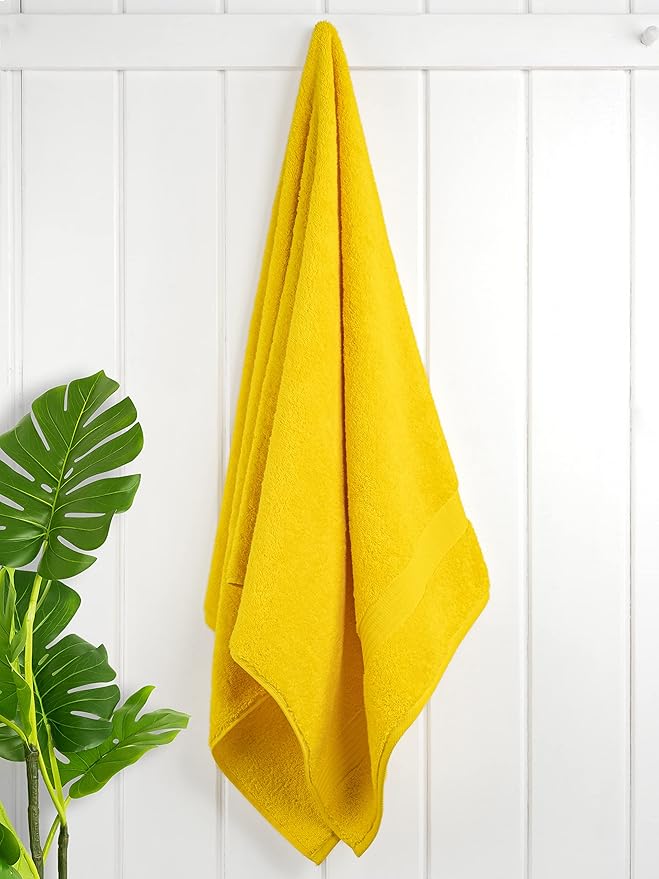 Cotton Paradise 4 Piece Turkish Bath Towels for Bathroom, 100% Cotton Extra Large Soft Plush Towels Bathroom Set, Yellow