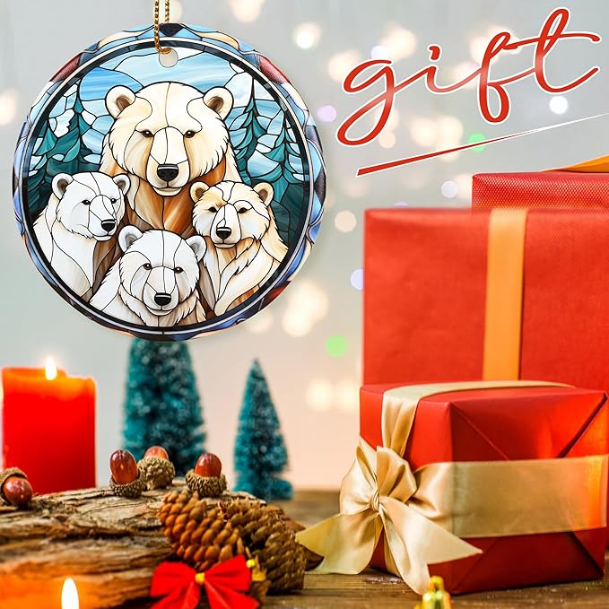 Christmas Ornament, Four Polar Bear Ornament, Christmas Decorations for Tree, Heirloom Keepsake, Gift Idea