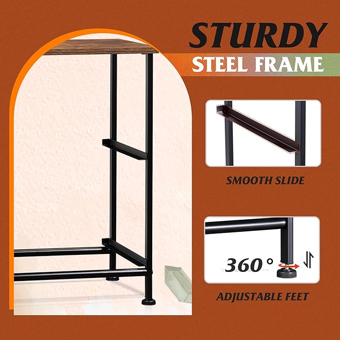 WLIVE Night Stand Set of 2, Small Dresser with 2 Drawers & Wooden Top, Nightstand with Fabric Bins, Bedside Table End Table for Bedroom, Closet, Entryway, College Dorm, Rustic Brown