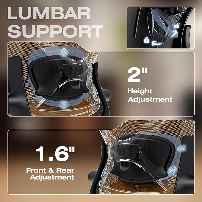 ELABEST X100 Ergonomic Office Chair with Footrest, Big and Tall Home Desk Chair with 5D Flip-Up Arms, Adjustable 3D Lumbar Support,High Back Rolling Computer Chair, Swivel Mesh Chairs