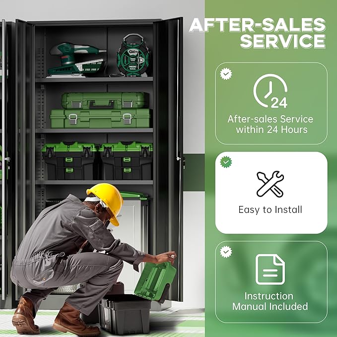 INTERGREAT Metal Storage Cabinet with Lock, 72" H Lockable Metal Storage Cabinet with Locking Doors, Steel Storage Lockers with Adjustable Shelves for Office, Home, Garage, Gym, School (Black)