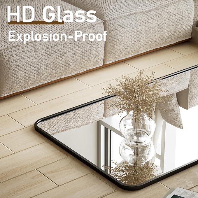 BEAUTYPEAK Black Full Length Mirror, 71"x32" Rounded Corner Floor Mirror Standing Hanging or Leaning Against Wall, Suitable for Bedroom or Dressing Room