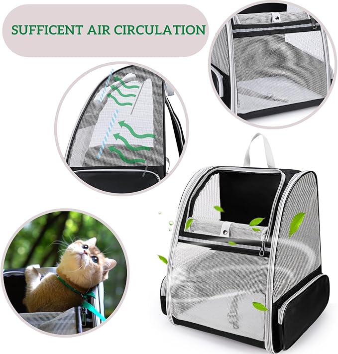 Lollimeow Cat Backpack Carrier, Ideal for Small Animals & Puppies, Outdoor Adventures, Vet Transport. Fully Ventilated Design for Ultimate Comfort On-The-Go