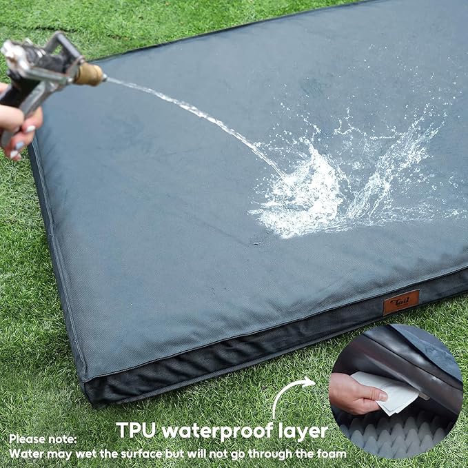 Outdoor Dog Bed for Medium Dogs, Waterproof Dog Crate Bed for Puppy Beds, Orthopedic Egg Crate Foam Pet Bed with Washable and Removable Oxford Cover, Blue