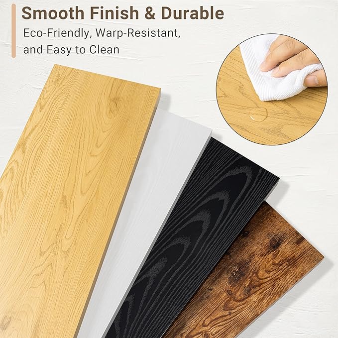 Vivelove 10" Deep Floating Shelves with Invisible Brackets, 30" Wall Shelves for Bathroom Bedroom Kitchen Living Room Laundry Room, Modern Rustic Shelves for Home Decor, 30"x10.2"x1.5", Set of 2, Oak