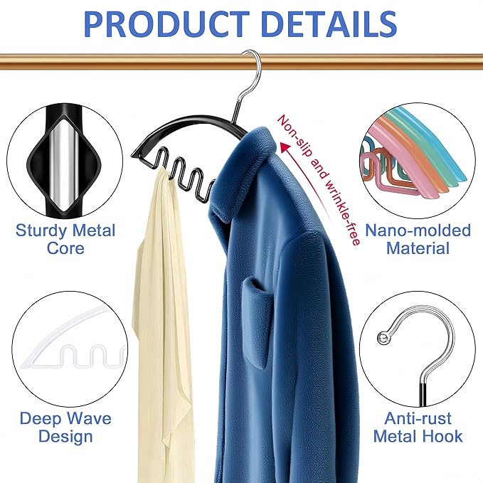 Clothes Hangers 12 Pack, Sweater Hangers No Shoulder Bump Metal Non Slip Heavy Duty Coat Hangers for Closet Organizers and Storage Space Saving Shirt Hanger for Suits Dresses Jackets Bra Shirt White
