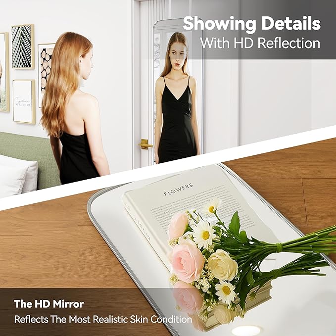 57x16 Door Hanging Full Length Mirror, Floor Stand (Height 5.7ft just Body in1.3ft) Wall Mounted Metal Frame Rectangle Dressing Mirrors for Bedroom Bathroom Room 57 inch Silver