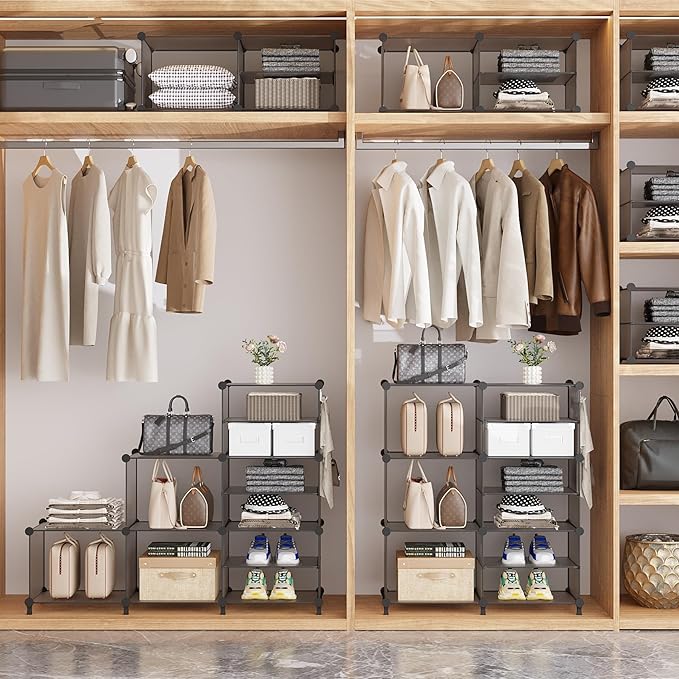AWTATOS Closet Organizer 6 Cube Storage Shelves Portable Closet Clothes Organizers and Storage Stackable Cubby Shelving for Closet Bedroom Living Room Grey