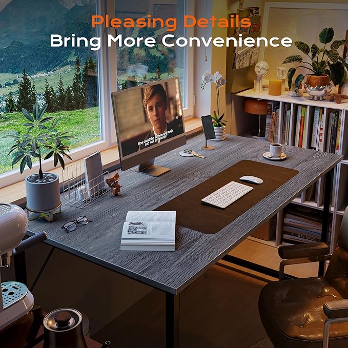 PRAISUN 48 X 24 Inch Computer Desk with Deeper Desktop, Gaming Office Writing Work Desk for Home Office, Study, Bedroom, Work from Home, Metal Frame, Grey