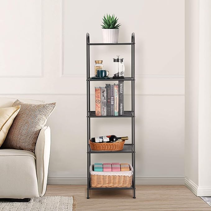 MAX Houser Storage Rack with Shelf,Industrial Style Extendable Plant Stand, Standing Shelf Units for Kitchen, Bathroom, Office,Living Room, Balcony, Kitchen (Charcoal Gray, 5 Tier)