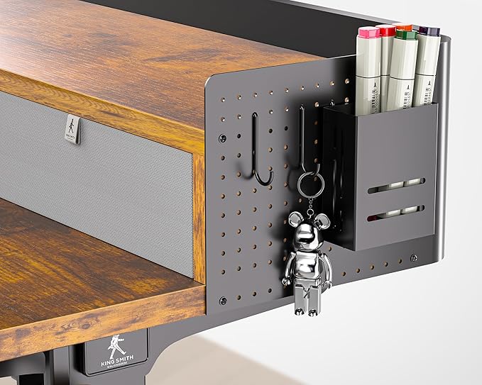 48x24 Inches Electric Standing Desk with 2 Drawers, Height Adjustable Stand up Desk for Home Office, Ergonomic Sit to Stand Table with Storage Shelf, DIY Board, Hooks, Rustic Brown