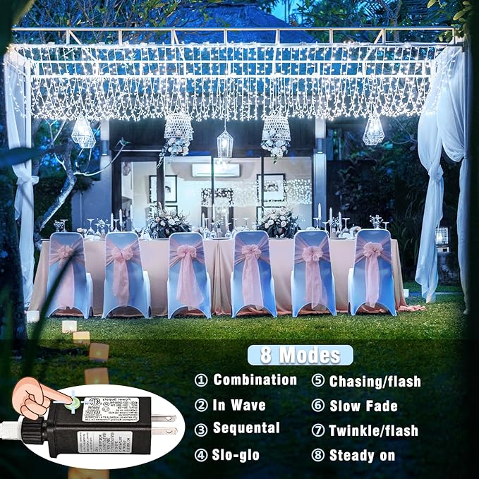 800 LED Christmas Lights Outdoor 262FT Christmas String Lights 8 Modes Clear Wire Waterproof Plug in Twinkle Fairy String Lights for Indoor Outdoor Home Party Garden Decoration, Cool White