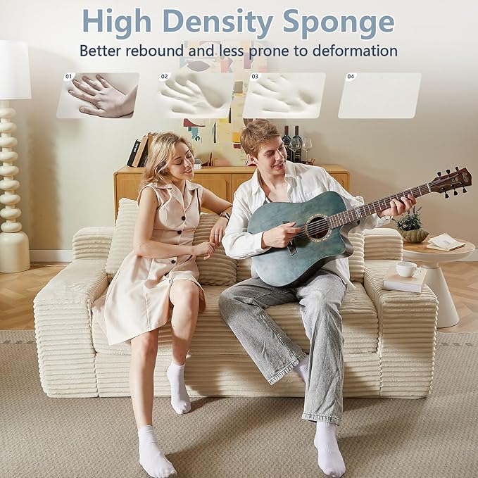 70.87" Loveseat Sofa Bed - Corduroy Upholstered, Comfy Deep Seat & Modern Design - Small Space Friendly, No Assembly Needed - Ideal for Living Room, Bedroom, Apartment, Home Office, Beige