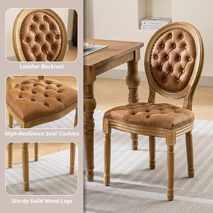 SoarFlash Kitchen Table and Chairs for 2, 31.5" Dining Table Set for 2 with French Dining Chairs, 3 Piece Round Kitchen Table Set, Dining Room Table Set for Small Space, Apartment