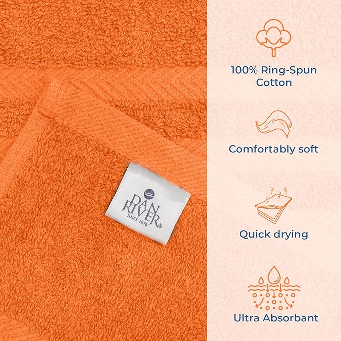 DAN RIVER 2 Pack Luxury Bath Sheets 35x70, 600 GSM, Soft & Quick Dry 100% Ring Spun Cotton Towels Ideal for Hotels, Spas, Gyms & Salons Extra Large, Orange
