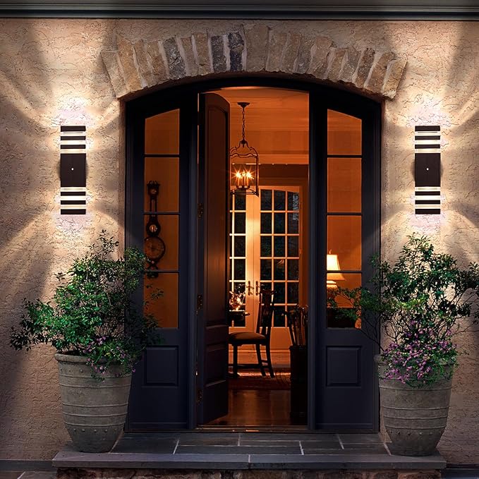 Dusk to Dawn Outdoor Light Fixture 4 Pack, 14W IP65 3000K 1100LM Warm White Outdoor Wall Lights, up and Down Lights Outdoor, Aluminum Waterproof Outside Lights for House Porch Patio