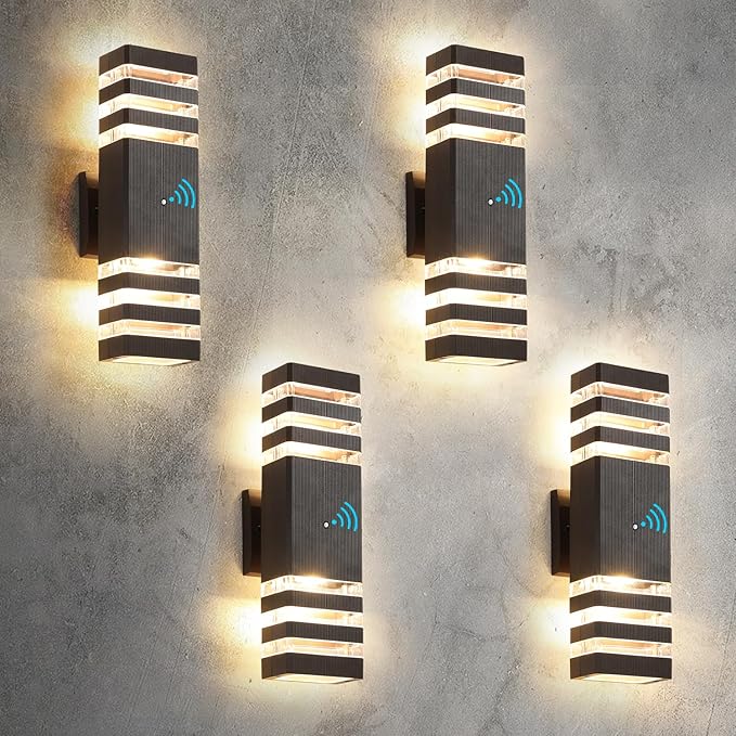 Dusk to Dawn Outdoor Light Fixture 4 Pack, 14W IP65 3000K 1100LM Warm White Outdoor Wall Lights, up and Down Lights Outdoor, Aluminum Waterproof Outside Lights for House Porch Patio