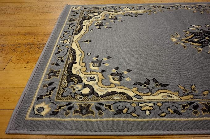 Unique Loom Reza Collection Traditional Persian Style Area Rug, 3 ft x 16 ft 5 in, Gray/Ivory