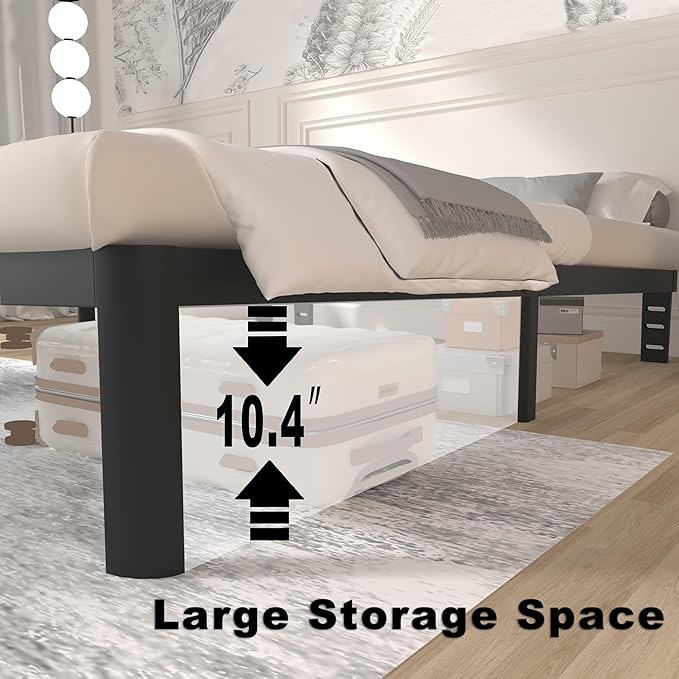 ITIMIDI 12 Inch King Size Bed Frame, Heavy Duty Mattress Foundation and DIY Headboard, Safety Design with Rounded Corner Legs, King Platform Bed Frame, No Box Spring Needed, Noise Free, Black