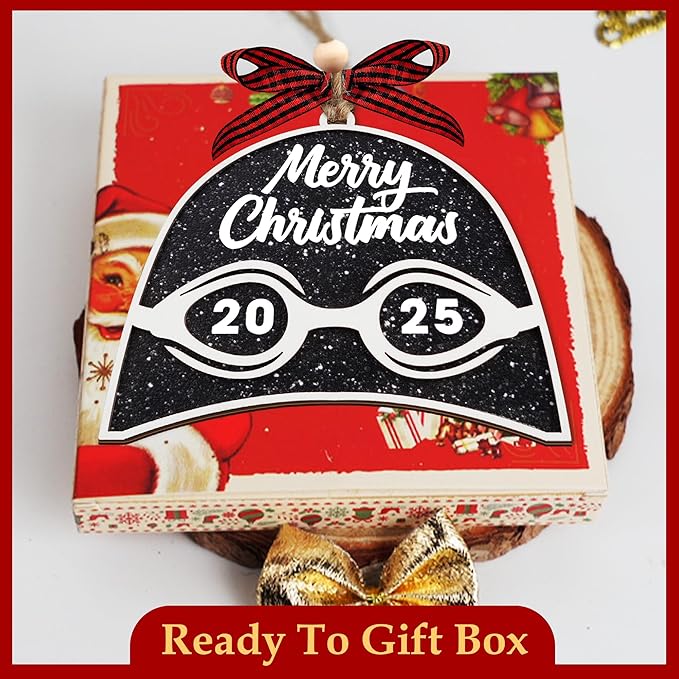 Swimming Christmas Decorations and Xmas Tree Ornaments 2025-2 Layer Swim Team Ornament, Swimmer Ornaments for Christmas Tree - Gifts for Swimmers, Swimming Gifts for Teen Girls and Boys