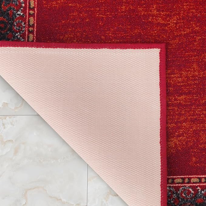 Antep Rugs Alfombras Bordered Modern 2x4 Non-Slip (Non-Skid) Low Pile Rubber Backing Kitchen Area Rug (Maroon Red, 2'3" x 4')