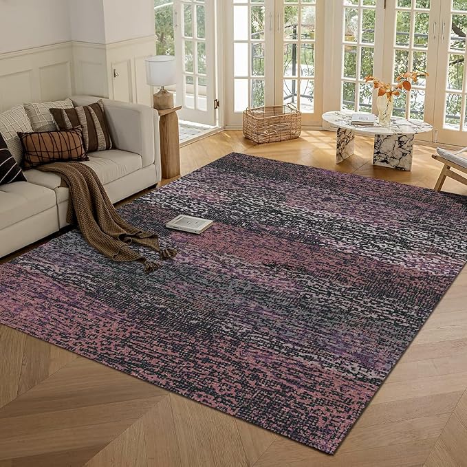 RUGSURE Washable Area Rug - 1/6 Thick - Stain & Water Resistant Non-Slip - Resistant Rug for Living Room, Bedroom, Nursery, Pet & Child Friendly, Vintage Charm Area Rugs (Burgundy, 6' x 9')