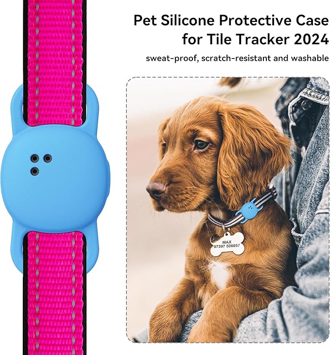 DDJ for Tile Life360 Sticker (2024) Tracker Cat Collar Case, 2-Pack Silicone Anti-Lost Protective Cover Tile Tracker Holder for Dog & Pet Collars, Ultra Durable, Easy Installation, Lightweight, Blue