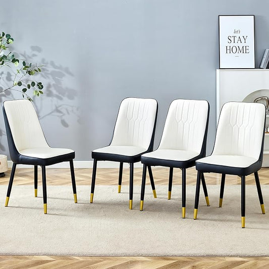 Dining Chairs Set of 8，Modern Dining Chairs, Equipped with PU Leather Backrest Cushions and Metal Legs, Suitable for Restaurants, Kitchens, and Dining Room Chairs