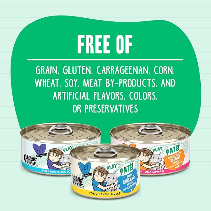 B.F.F. Play - Best Feline Friend Paté Lovers, Aw Yeah!, Turkey & Tuna Tweet Me! with Turkey & Tuna, 2.8oz Can (Pack of 12)