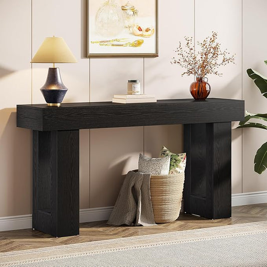 Tribesigns 63-Inch Long Console Table, Wooden Rectangular Sofa Table Behind The Couch, Farmhouse Entryway Table for Entrance, Hallway, Living Room (Black)